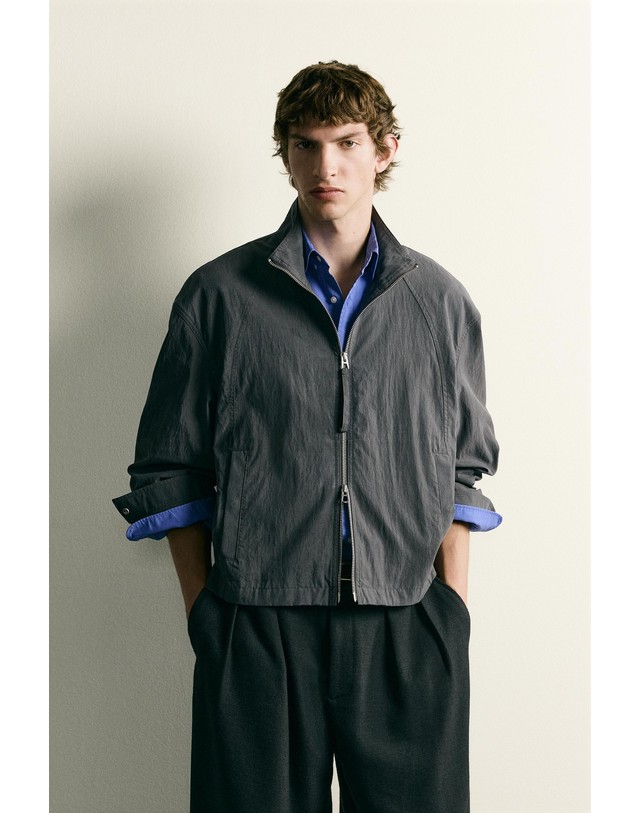 자라 자라 라이오셀 혼방 크롭 집업 자켓 8281/120/807 ANTHRACITE GREY 그레이 착용컷
