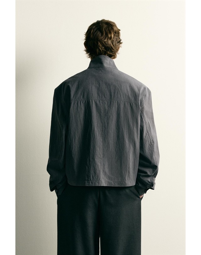 자라 자라 라이오셀 혼방 크롭 집업 자켓 8281/120/807 ANTHRACITE GREY 그레이 착용컷