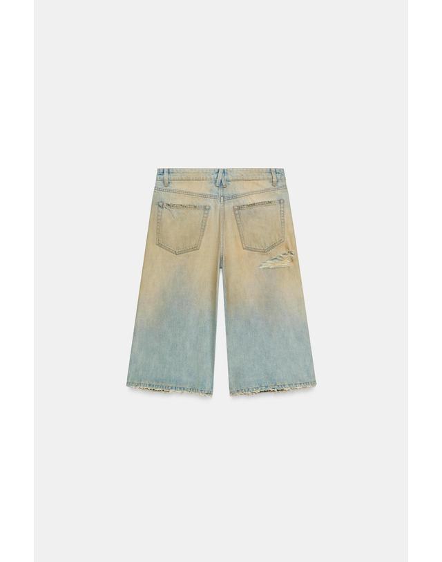 자라 자라 배기핏 디스트로이드 데님 반바지 2569/201/428 FADED BLUE 블루 착용컷