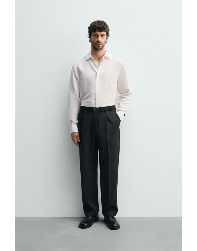 자라 자라 레귤러핏 린넨 리오셀 긴팔 셔츠 5679/185/250 WHITE 화이트 착용컷