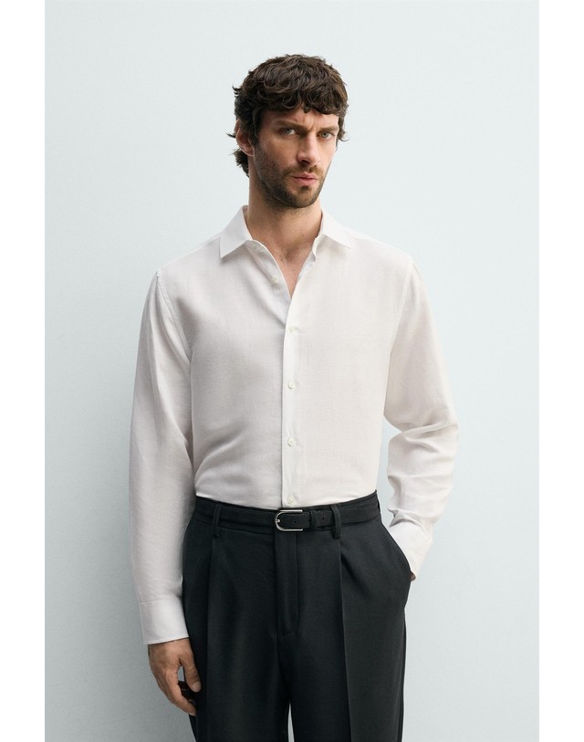 자라 자라 레귤러핏 린넨 리오셀 긴팔 셔츠 5679/185/250 WHITE 화이트 착용컷
