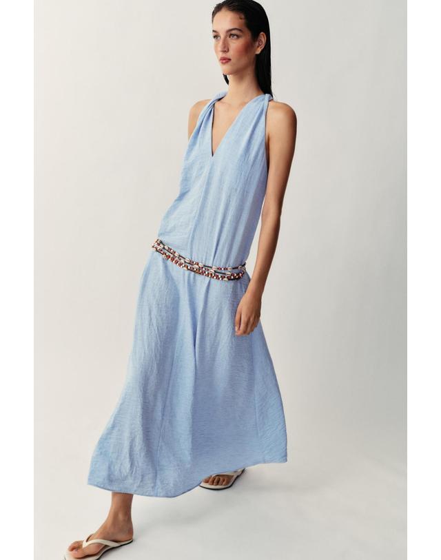 자라 자라 트위스트 숄더 스트랩 롱 원피스 7341/768/406 LIGHT BLUE 블루 착용컷