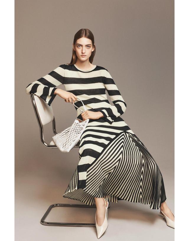 자라 자라 스트라이프 A라인 롱 원피스 2142/004/104 STRIPED 멀티컬러 착용컷