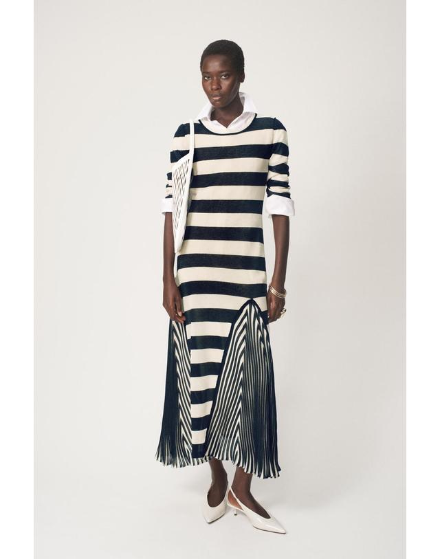 자라 자라 스트라이프 A라인 롱 원피스 2142/004/104 STRIPED 멀티컬러 착용컷