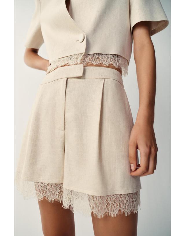 자라 자라 레이스 트림 버뮤다 반바지 7811/733/052 LIGHT BEIGE 베이지 착용컷