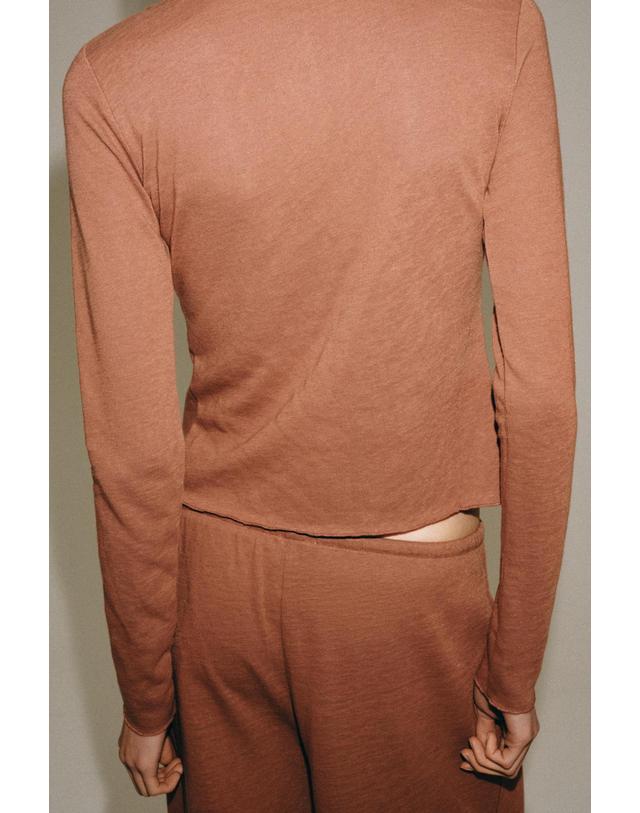 자라 자라 슬림핏 러스틱 버튼업 긴팔 티셔츠 5039/462/749 DARK RUSSET 초콜릿 착용컷