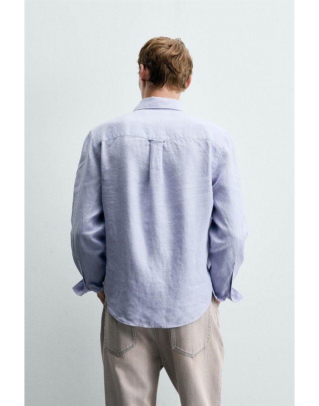 자라 자라 100% 린넨 레귤러핏 긴팔 셔츠 3692/308/433 BLUE / LAVENDER 바이올렛 착용컷