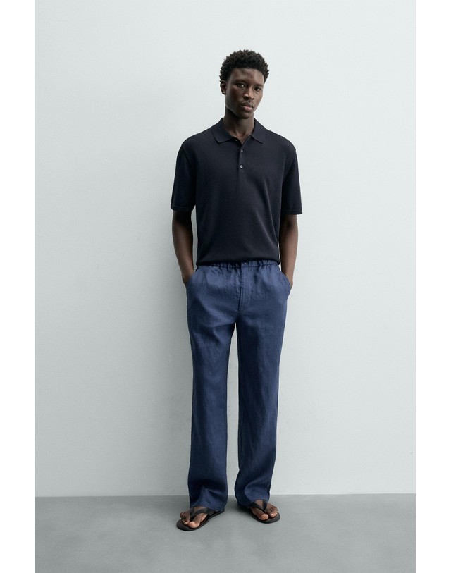 자라 자라 100% 린넨 레귤러핏 린넨 팬츠 3692/310/401 NAVY BLUE 네이비 착용컷