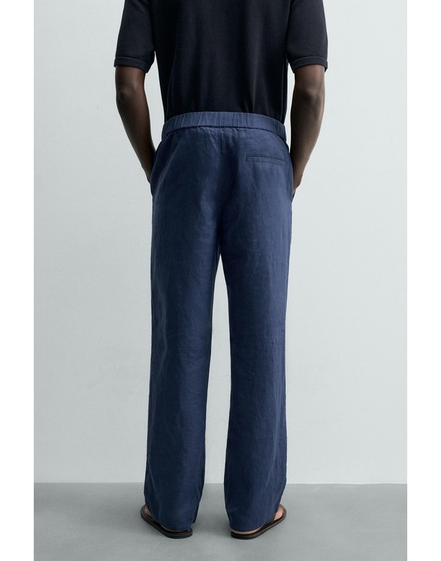 자라 자라 100% 린넨 레귤러핏 린넨 팬츠 3692/310/401 NAVY BLUE 네이비 착용컷