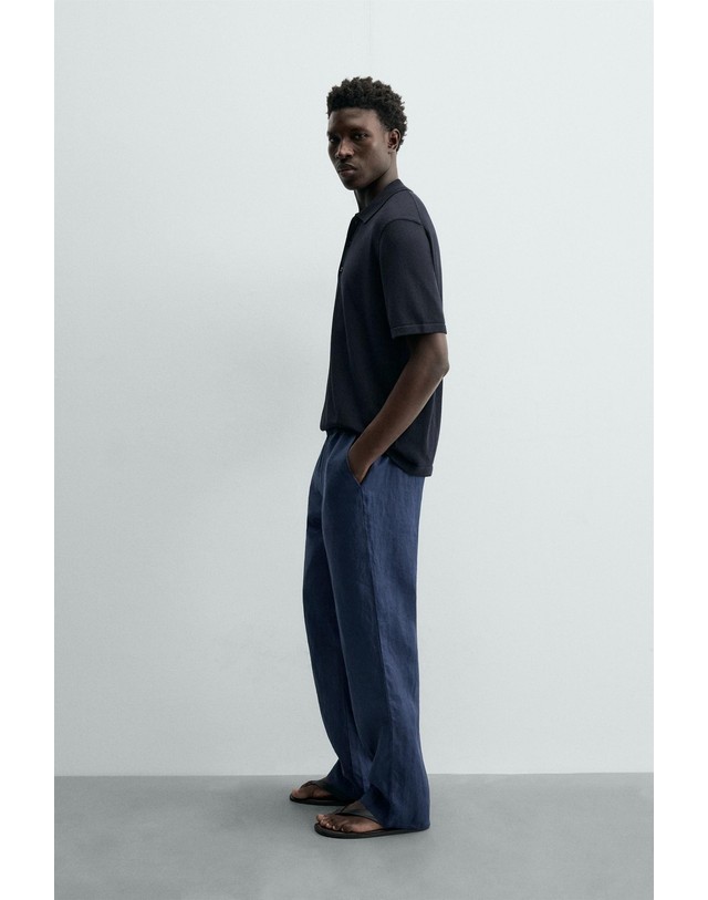 자라 자라 100% 린넨 레귤러핏 린넨 팬츠 3692/310/401 NAVY BLUE 네이비 착용컷