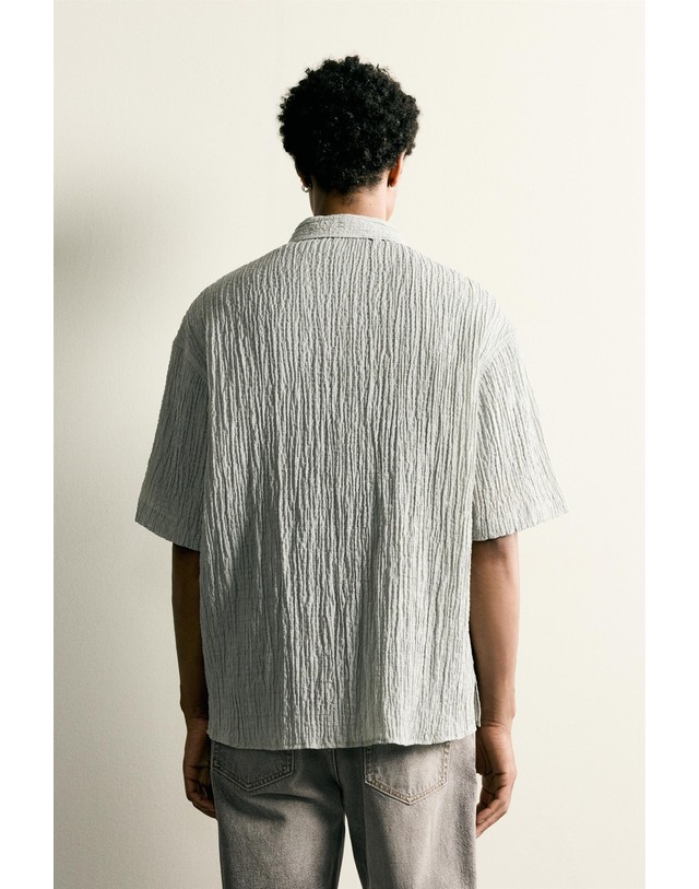 자라 자라 릴렉스핏 텍스처 반팔 셔츠 2548/320/811 LIGHT GREY 그레이 착용컷