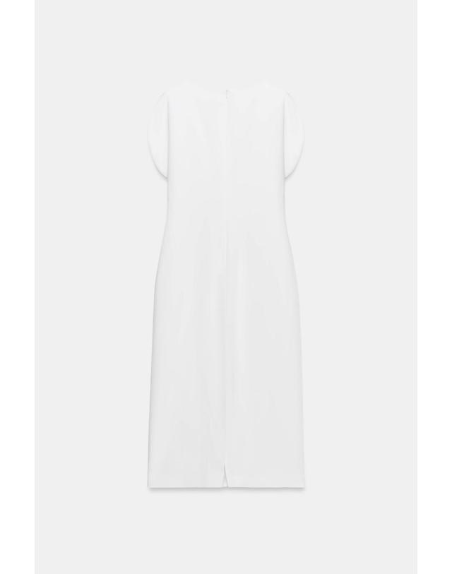 자라 자라 라운드넥 A라인 미디 원피스 2238/576/251 OYSTER-WHITE 화이트 착용컷