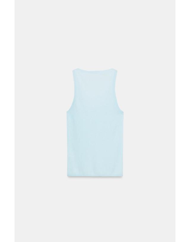 자라 자라 파인니트 라운드넥 민소매 탑 2142/083/406 LIGHT BLUE 블루 착용컷