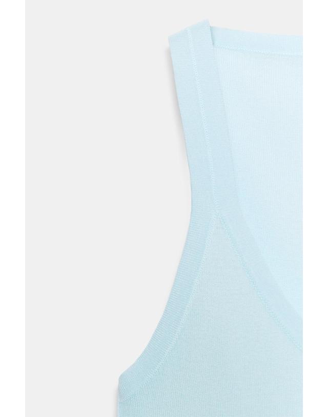 자라 자라 파인니트 라운드넥 민소매 탑 2142/083/406 LIGHT BLUE 블루 착용컷