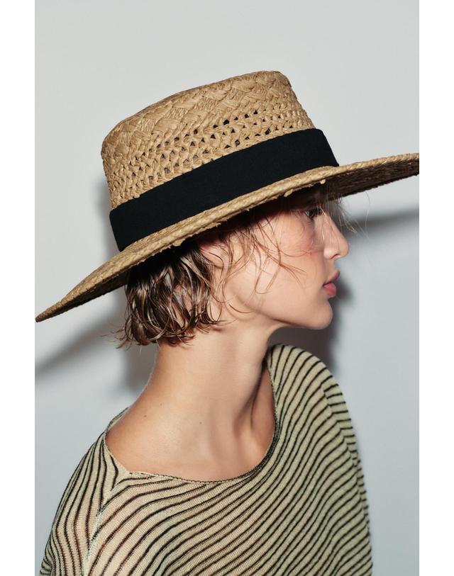 자라 자라 우븐 배색 밴드 모자 3920/206/052 LIGHT BEIGE 베이지 착용컷