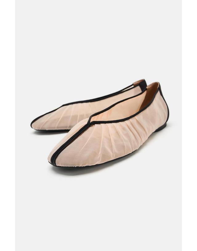 자라 자라 메쉬 라운드토 발레리나 플랫 1597/710/131 TAUPE GREY 베이지 착용컷