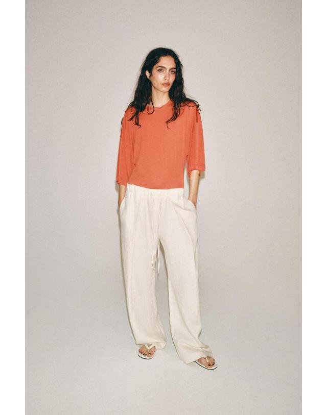 자라 자라 라운드넥 스냅버튼 반팔 바디수트 5644/718/614 BURNT ORANGE 오렌지 착용컷