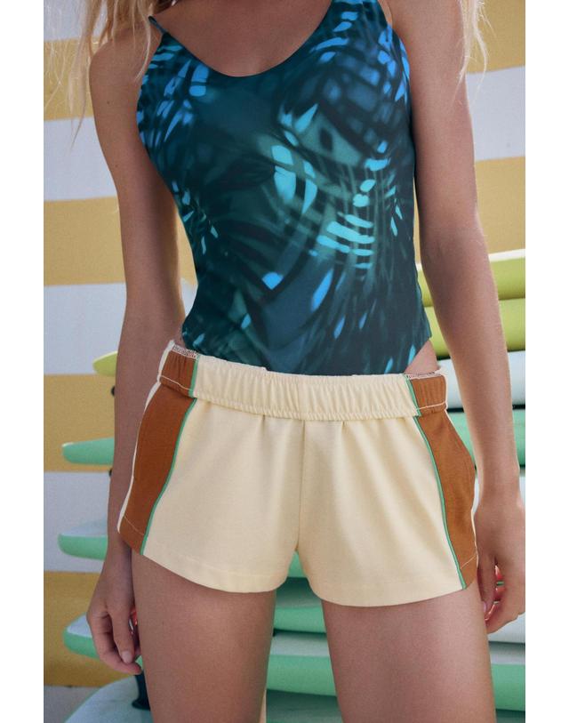 자라 자라 사이드 스트라이프 미니 반바지 0264/805/306 LIGHT YELLOW 아이보리 착용컷