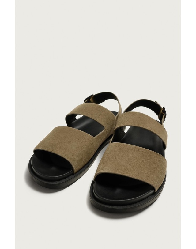 자라 자라 레더 와이드 스트랩 버클 샌들 2733/820/131 TAUPE GREY 베이지 착용컷
