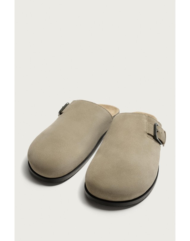 자라 자라 버클 레더 스웨이드 클로그 슬리퍼 2728/720/131 TAUPE GREY 베이지 착용컷