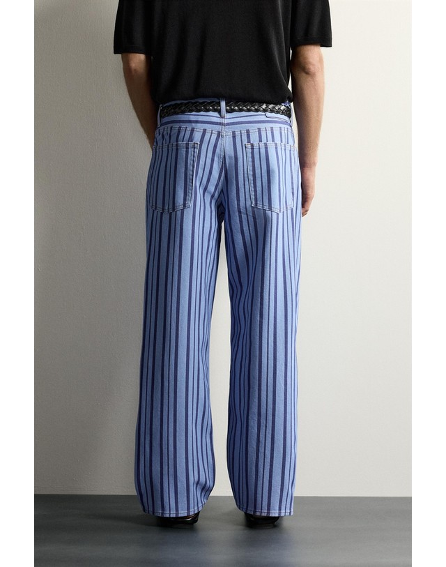 자라 자라 스트라이프 스트레이트핏 팬츠 0840/380/400 BLUE 블루 착용컷
