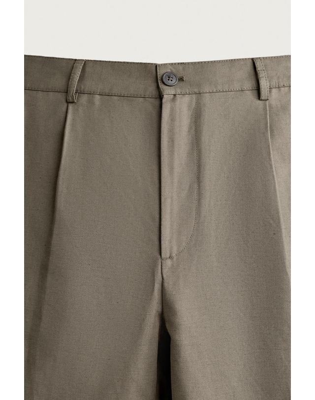 자라 자라 릴렉스핏 플리츠 코튼 린넨 팬츠 0706/670/505 KHAKI 카키 착용컷