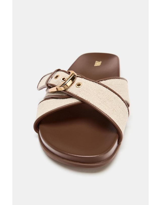자라 자라 크로스 버클 플랫 샌들 3824/810/111 LIGHT BEIGE 베이지 착용컷