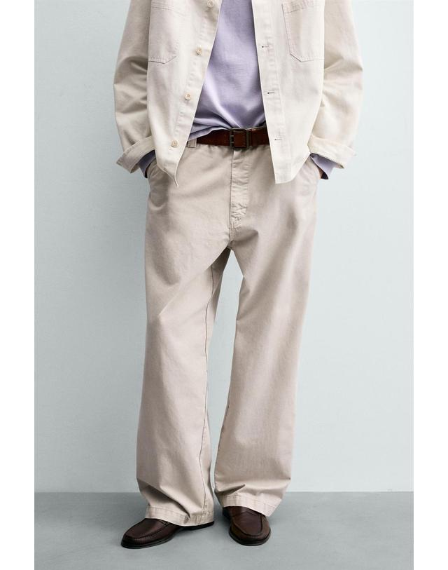 자라 자라 빈티지 워시드 스트레이트 치노 팬츠 2553/300/721 LIGHT BEIGE 베이지 착용컷