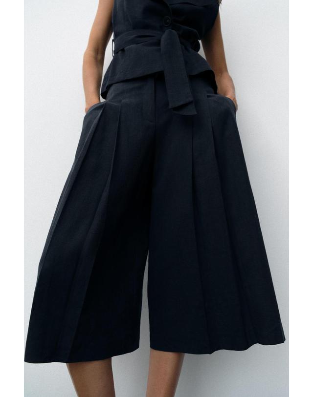 자라 자라 린넨 혼방 롱 버뮤다 팬츠 7764/392/401 NAVY BLUE 네이비 착용컷