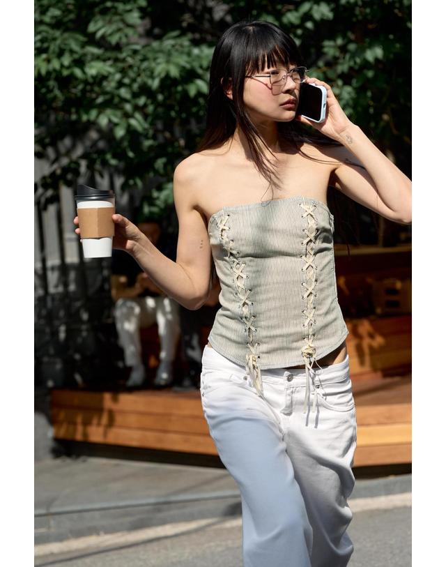 자라 자라 스트라이프 레이스업 코르셋 탑 6929/160/105 STRIPES 멀티컬러 착용컷