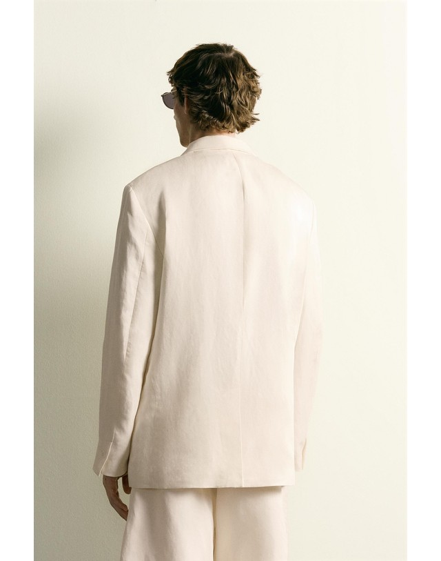자라 자라 비스코스 린넨 더블 블레이저 4731/940/251 OYSTER-WHITE 아이보리 착용컷