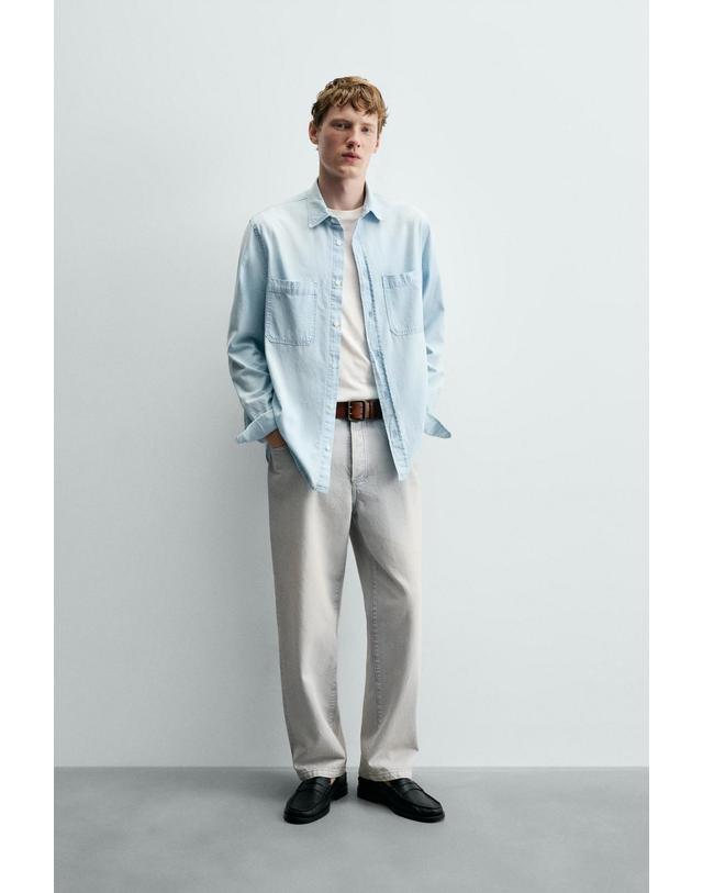 자라 자라 배기 크롭 와이드 데님 팬츠 5585/356/406 LIGHT BLUE 블루 착용컷