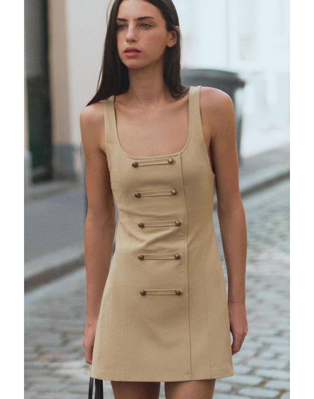 자라 자라 버튼 장식 스트랩 미니 원피스 7833/786/710 BEIGE 베이지 착용컷