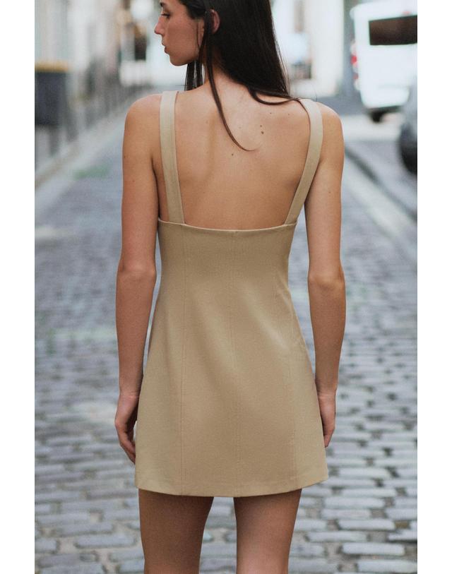 자라 자라 버튼 장식 스트랩 미니 원피스 7833/786/710 BEIGE 베이지 착용컷