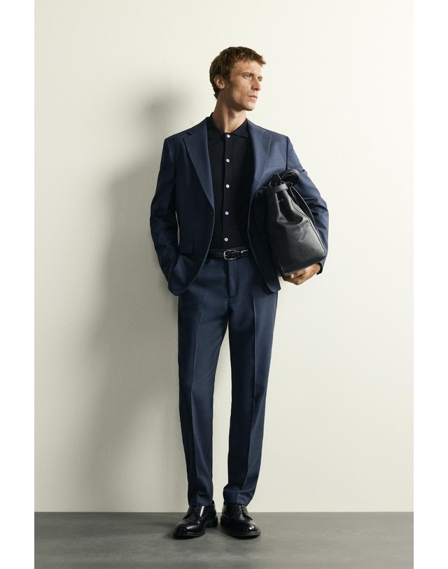 자라 자라 레귤러핏 체크 울 혼방 수트 블레이저 0706/408/422 DARK NAVY 네이비 착용컷