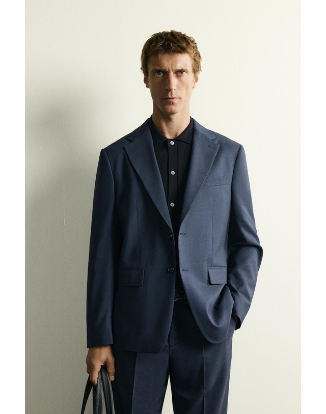 자라 자라 레귤러핏 체크 울 혼방 수트 블레이저 0706/408/422 DARK NAVY 네이비 착용컷