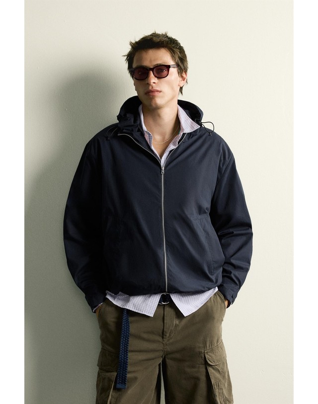 자라 자라 레귤러핏 코튼 후드 경량 집업 자켓 3046/501/401 NAVY BLUE 네이비 착용컷