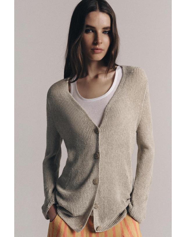 자라 자라 브이넥 버튼 롱 가디건 3859/002/052 LIGHT BEIGE 아이보리 착용컷