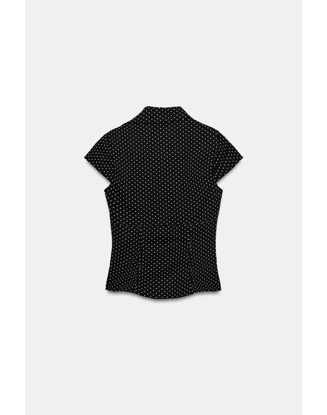 자라 자라 도트 코르셋 브이넥 포플린 탑 4772/017/084 BLACK / WHITE 멀티컬러 착용컷