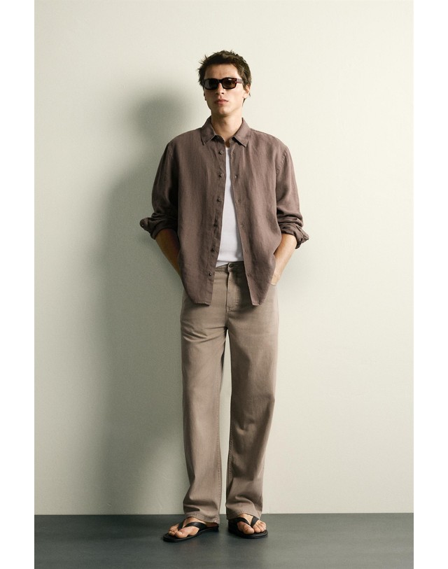 자라 자라 스트레이트핏 데님 팬츠 0840/305/730 LIGHT BROWN 브라운 착용컷