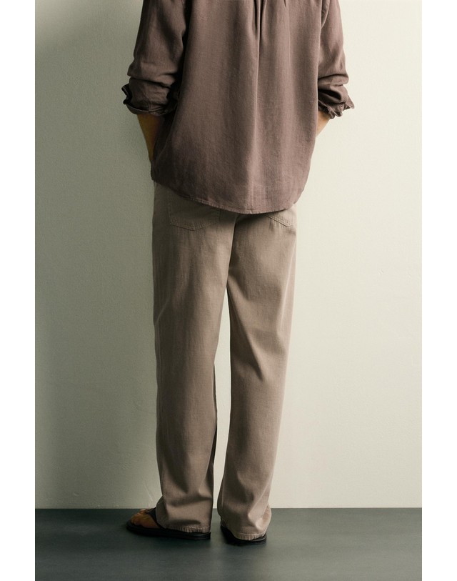 자라 자라 스트레이트핏 데님 팬츠 0840/305/730 LIGHT BROWN 브라운 착용컷