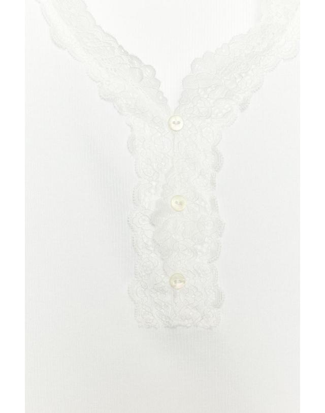 자라 자라 레이스 트림 슬림핏 민소매 티셔츠 5644/806/251 OYSTER-WHITE 아이보리 착용컷