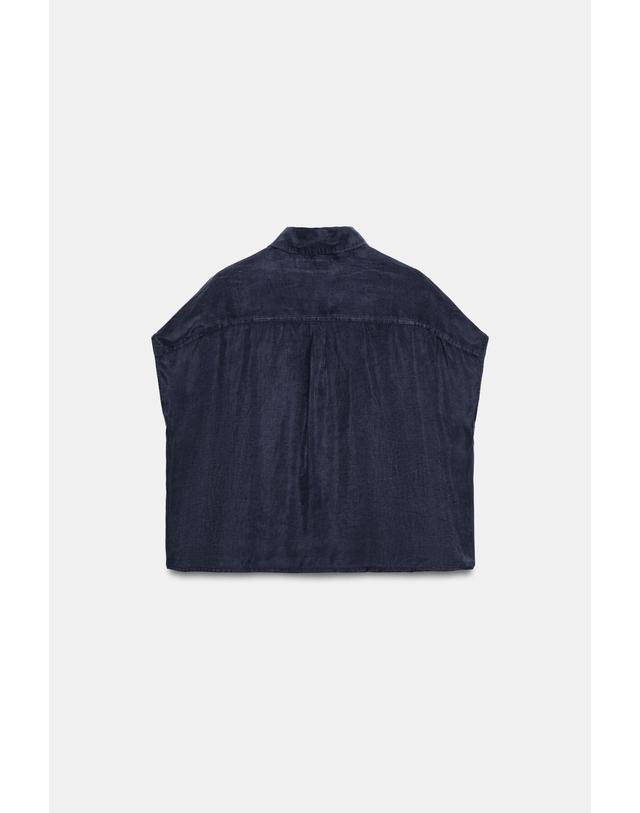 자라 자라 오버사이즈 배트윙 반팔 셔츠 6929/267/401 NAVY BLUE 네이비 착용컷