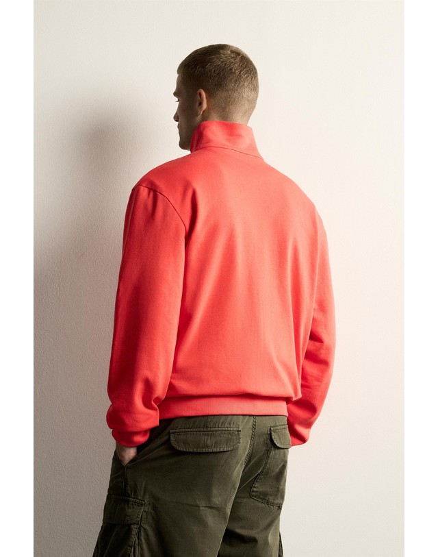 자라 자라 릴렉스핏 배색 집업 스웨트셔츠 5644/360/675 RED / ORANGE 레드 착용컷