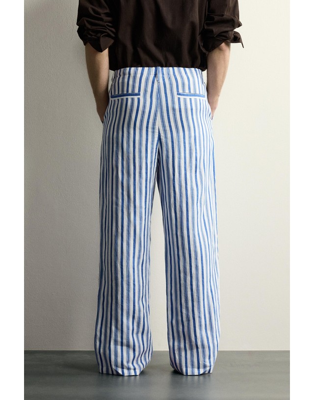 자라 자라 린넨 릴렉스핏 스트라이프 팬츠 2634/325/043 NAVY / WHITE 멀티컬러 착용컷