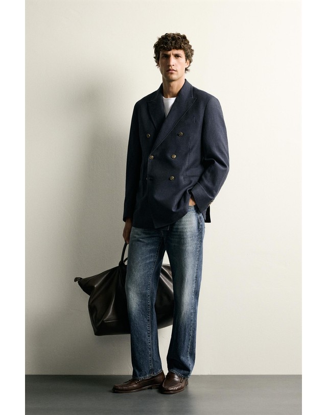 자라 자라 더블브레스트 레귤러핏 블레이저 6464/277/401 NAVY BLUE 네이비 착용컷