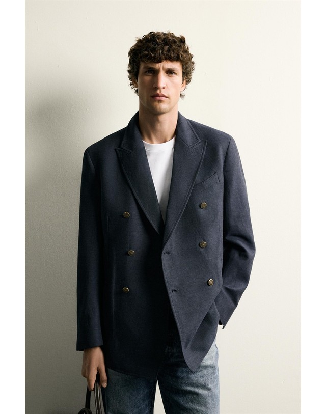 자라 자라 더블브레스트 레귤러핏 블레이저 6464/277/401 NAVY BLUE 네이비 착용컷