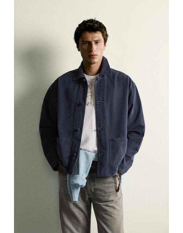 자라 자라 레귤러핏 토글 버튼 오버셔츠 6887/403/401 NAVY BLUE 네이비 착용컷