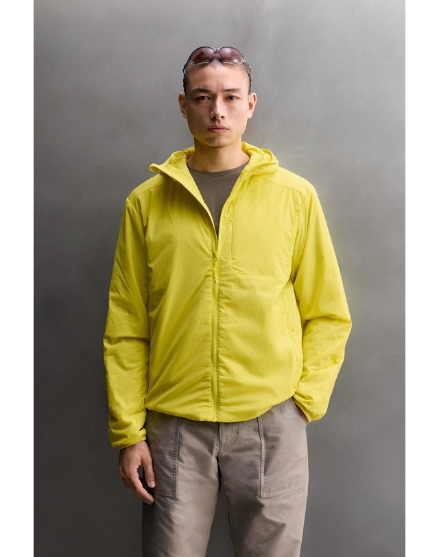 자라 자라 테크니컬 후드 집업 패딩 자켓 1732/301/306 LIGHT YELLOW 노랑 착용컷