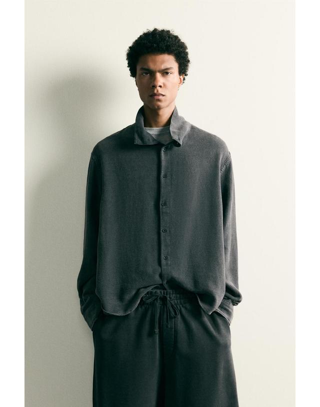 자라 자라 빈티지 워시 릴렉스핏 긴팔 셔츠 4795/304/807 ANTHRACITE GREY 그레이 착용컷